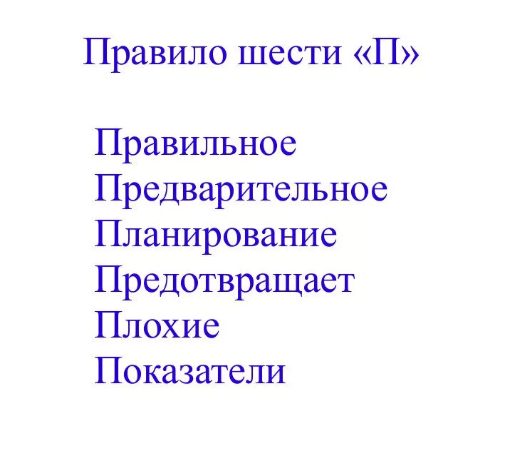 Метод 6 п. Правило 6 п тайм менеджмент. Правило 6 п. Правильное предварительное планирование. Правило 6п гласит:.