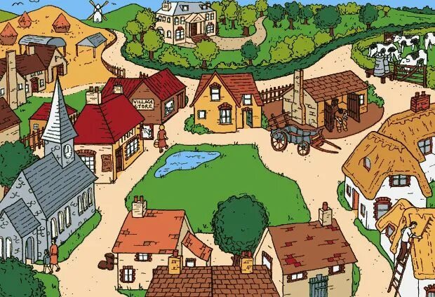 How many town. Деревня cartoon. Маленький город рисунок. Моей деревни на английский. Farm City деревня.