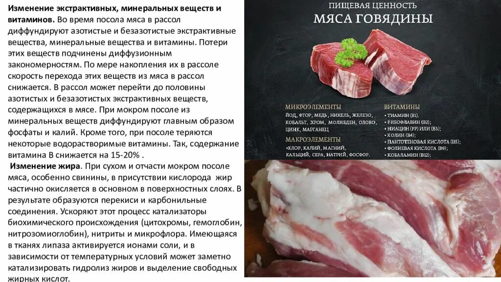 Минеральные вещества в мясе. Безазотистые экстрактивные вещества мяса.