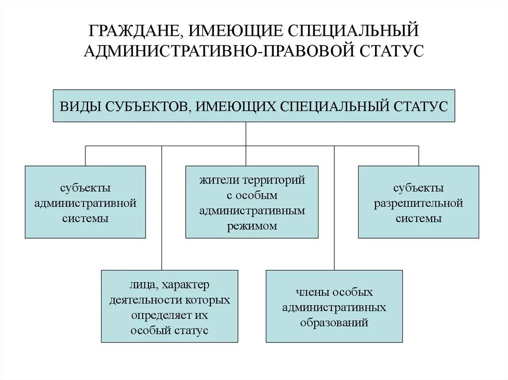 Правовой статус индивидуальных субъектов. Субъекты имеющие специальный административно-правовой статус. Особый административно правовой статус. Граждане обладающие специальным административно-правовым статусом. Субъекты, обладающие специальным административно-правовым статусом.