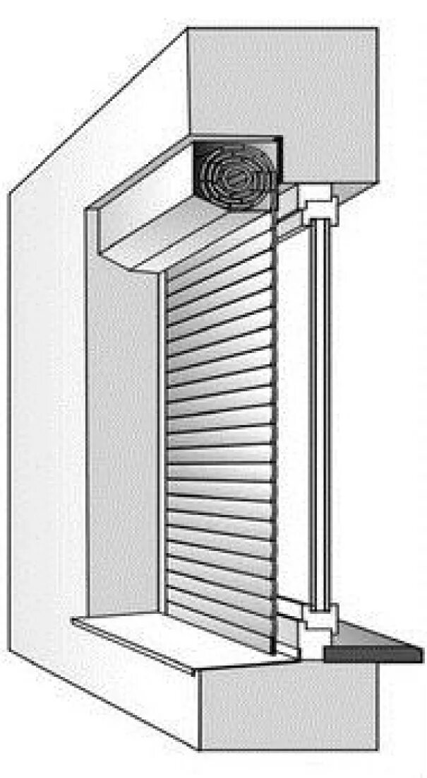 Рольставни размер короба для проема 80*240. Рольставни в разрезе. Крепление короба роллеты. Рольставни в проем короб наружу.