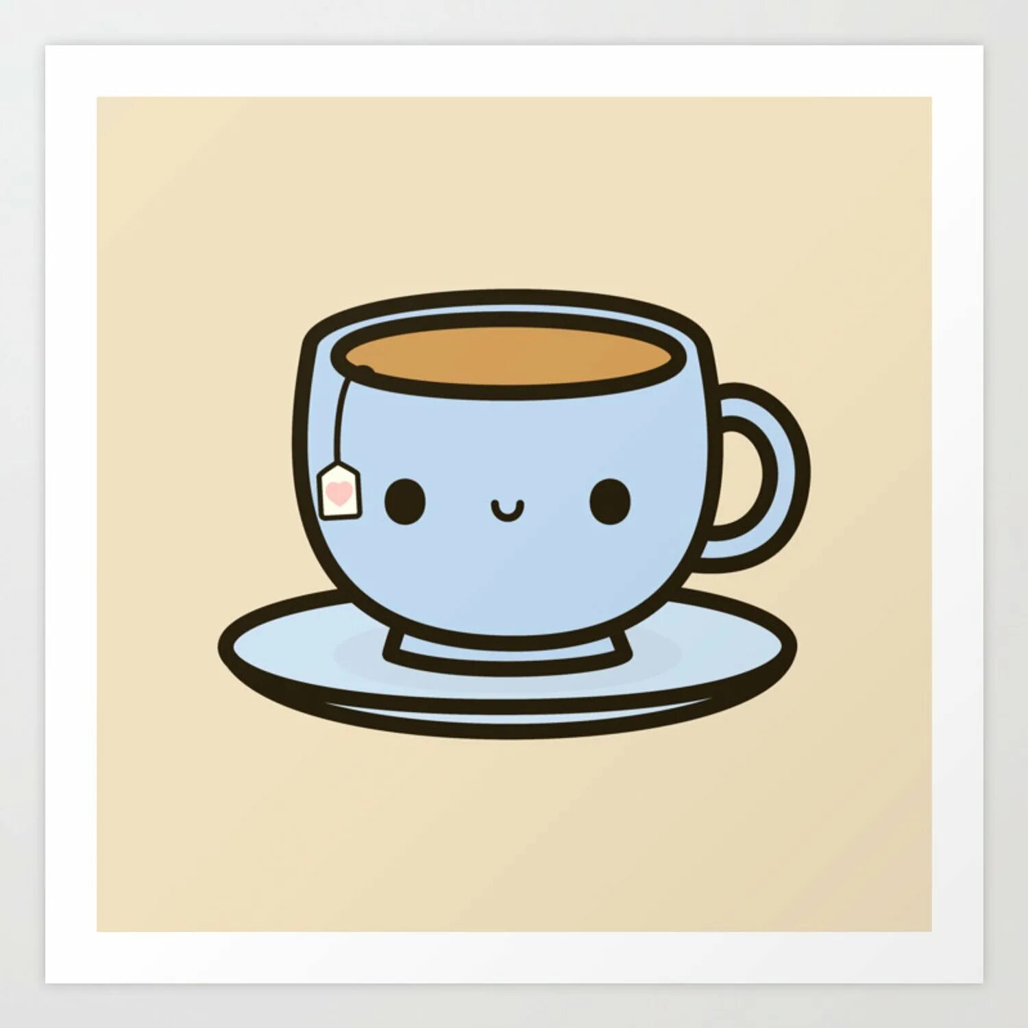 кружка чая арт. милый чай. чашка чая арт. чай с лимоном арт. чай милый арт.