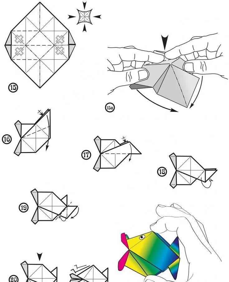 Оригами из бумаги для начинающих схемы пошагово. Оригами из бумаги схемы пошагово объемные. Оригами рыба схема. Интересные несложные оригами. Говорящее оригами