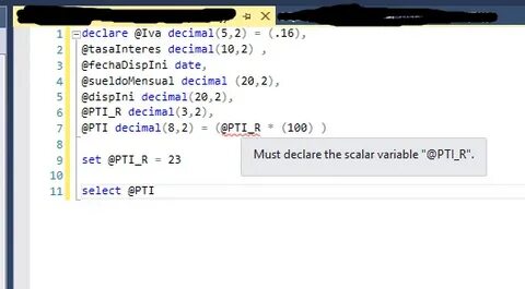 Sql declare variable