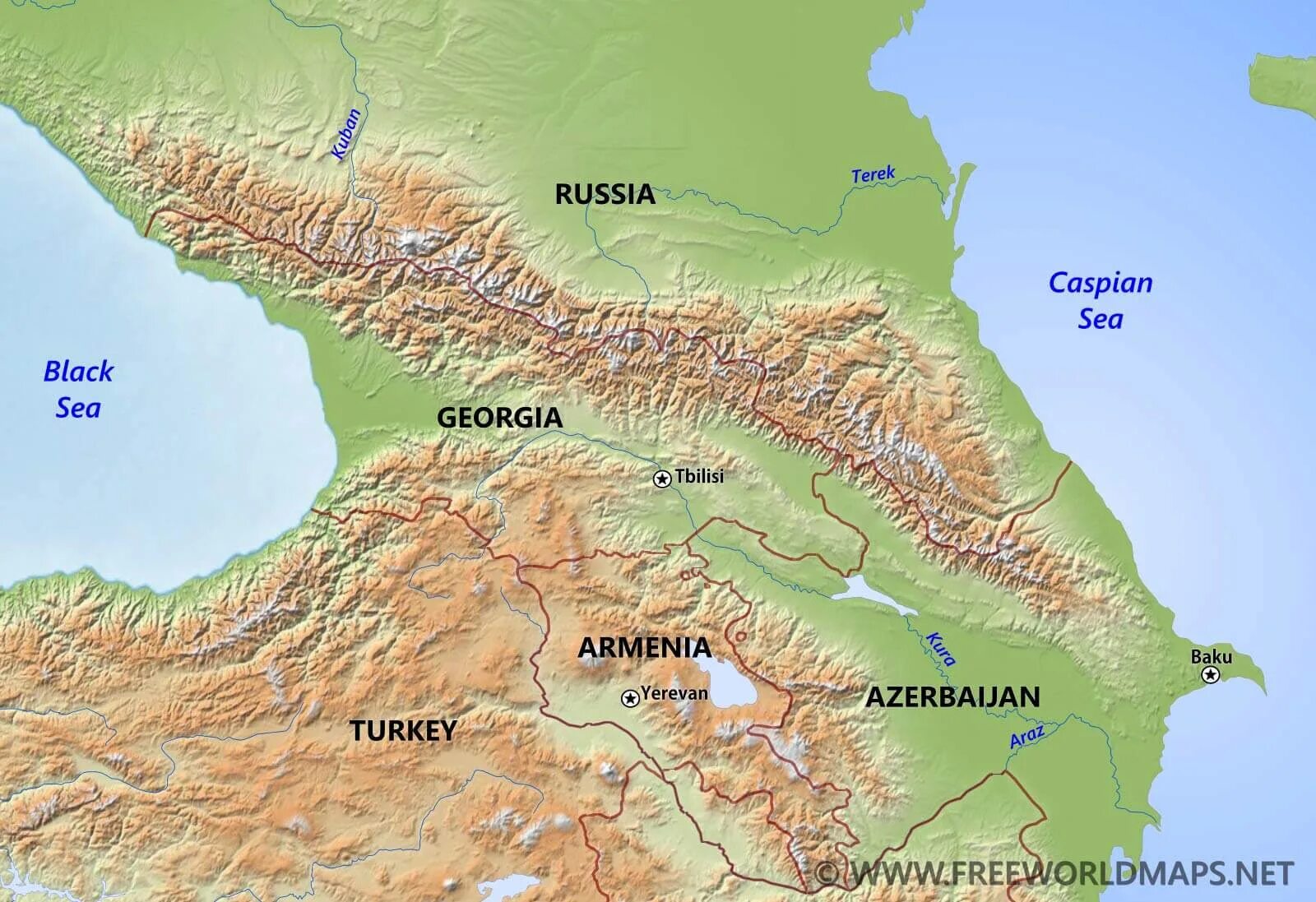 Сколько километров кавказские горы. Где находятся кавказские горы на карте. Кавказские горы на физической карте. Армянское Нагорье малый Кавказ. Горы большой Кавказ на карте.