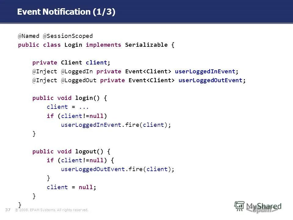 Event notification. Event notification