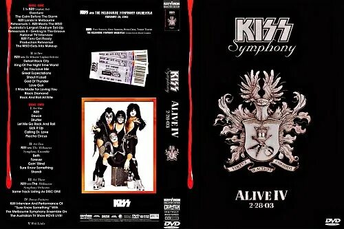 Kiss Alive 4 Symphony. Kiss Symphony DVD. Kiss Alive 4 Symphony CD. 2003 - Alive IV Symphony (2cd). Alive audio symphony