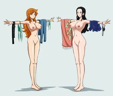 nami, nico robin, one piece, tagme, 2girls, breasts, electrickronos, female...