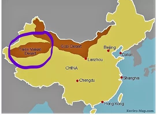 пустыня такла макан на карте