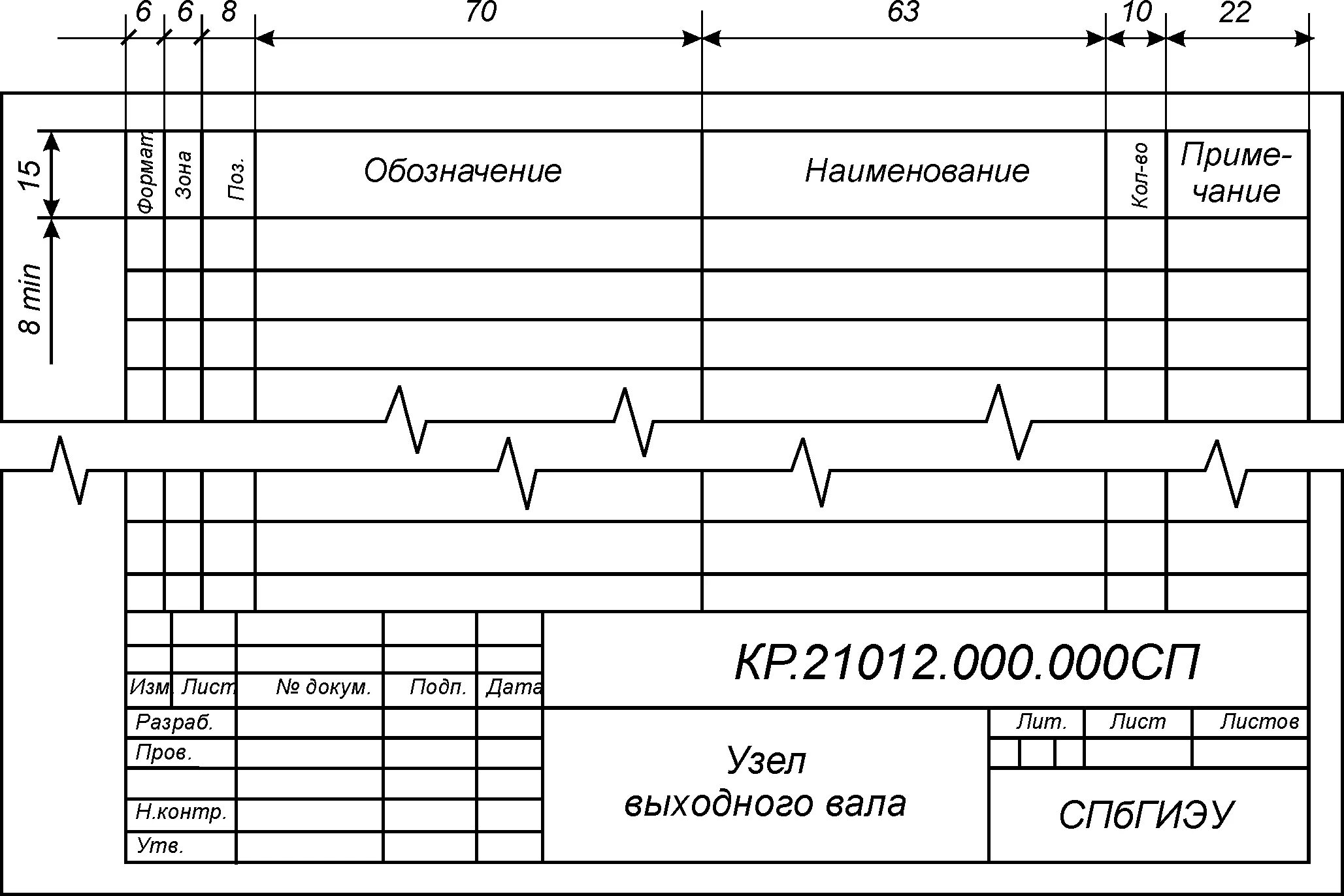 Размеры спецификации по госту