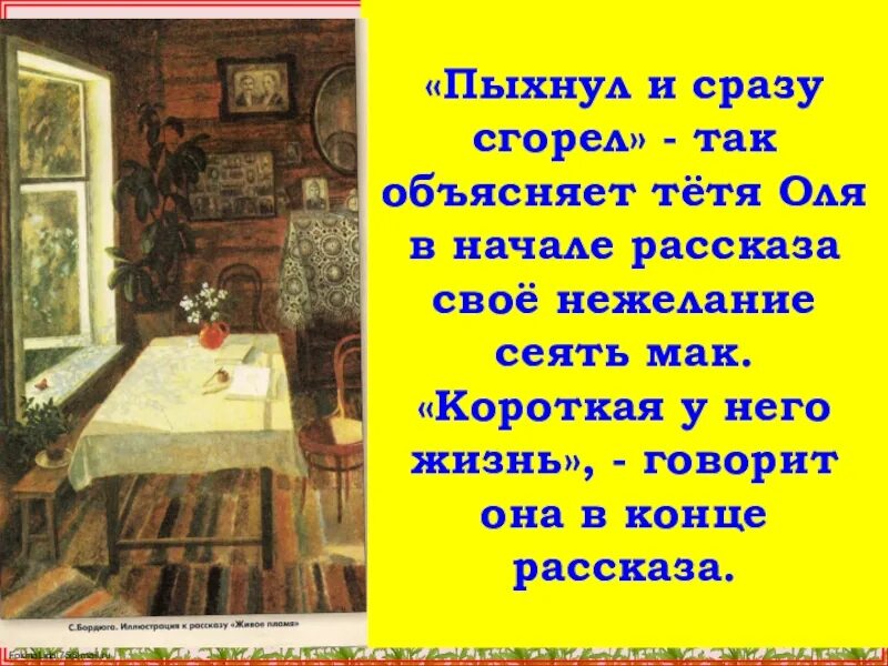 Сын тети оли живое пламя. Рассказ живое пламя. Иллюстрация к рассказу живое пламя. Носов живое пламя урок.