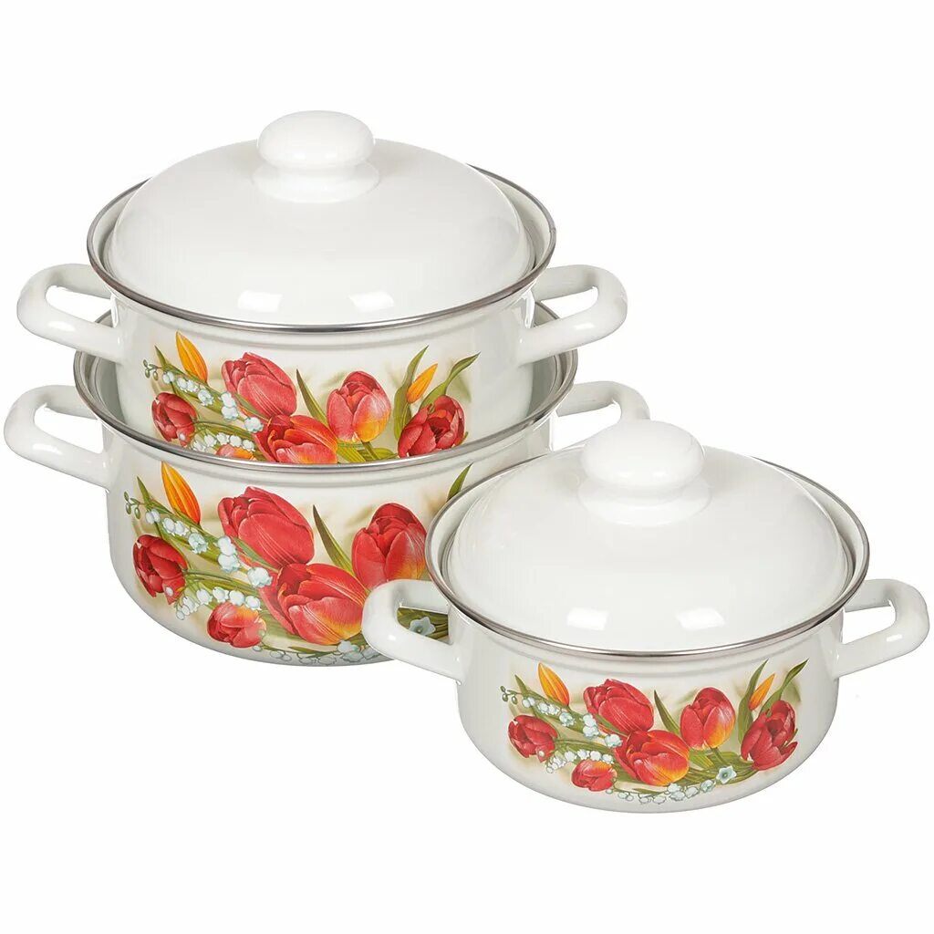 Набор кастрюль стальэмаль 6 предм. 1кв021м. Посуда эмалированной стали. 7л, 1. П,с1626.