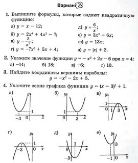 Самостоятельная работа по алгебре по графикам