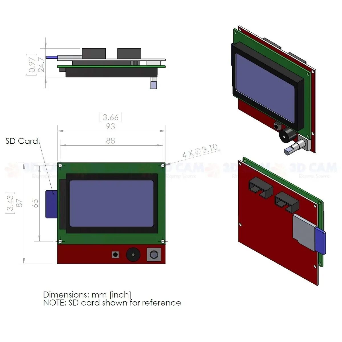 Lcd дисплей размеры. Full graphic smart controller 12864 размер. жк-дисплей 12864 с контроллером. rrf3 12864 lcd. 12864 tft 3.6.
