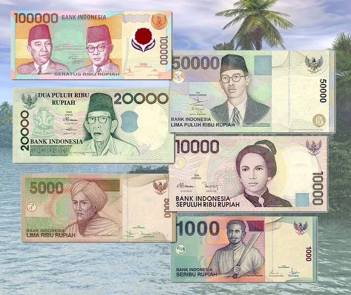 Деньги Индонезии. Рупия Индонезии. Банкноты Бали. Купюры Индонезии.