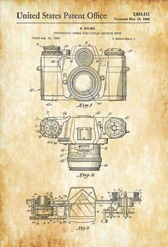 302. Design patent. Чертеж старинного фотоаппарата. Постеры старые патенты. Design patent.