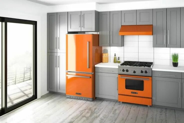 Orange Retro Kitchen Appliances with Modern Touch - Неоклассика - Кухня - Лос-Ан