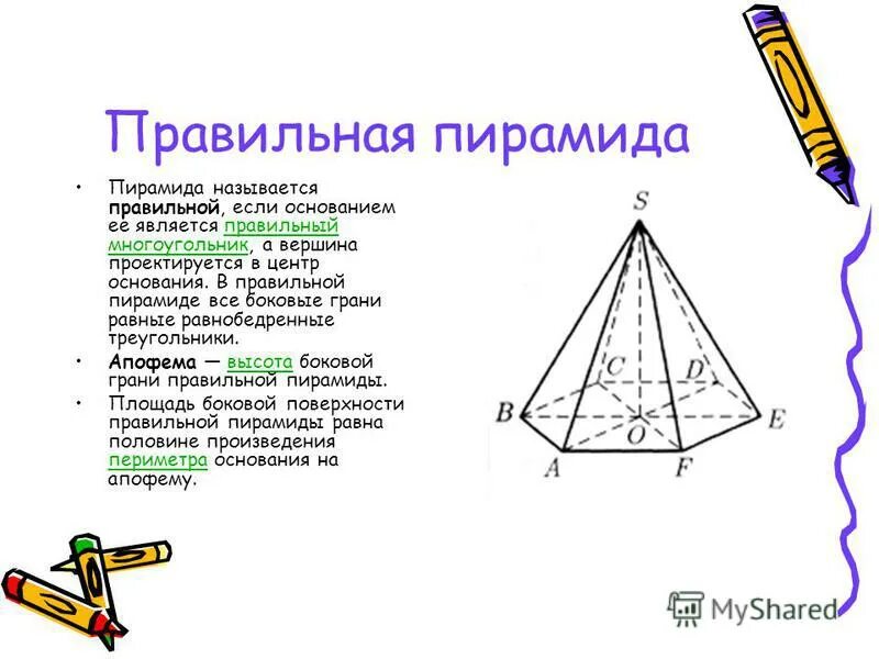 Ребра грани и основание в пирамиде. Правильная пирамида. Правильная пирамида апофема правильной пирамиды. Апофема правильного многоугольника. Апофема грани пирамиды.