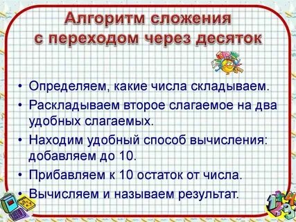 Алгоритм сложения через десяток