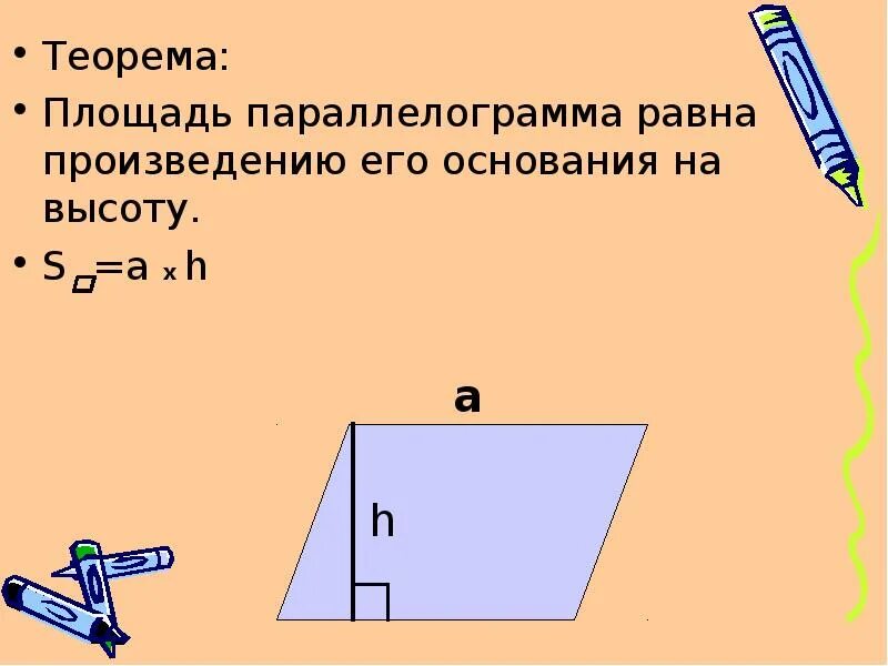 Площадь параллелограмма доказательство 8 класс. Площадь параллелограмма теорема и формула. Теорема о площади параллелограмма с доказательством. Формула площади параллелограмма с доказательством. Произведение основания на высоту параллелограмма