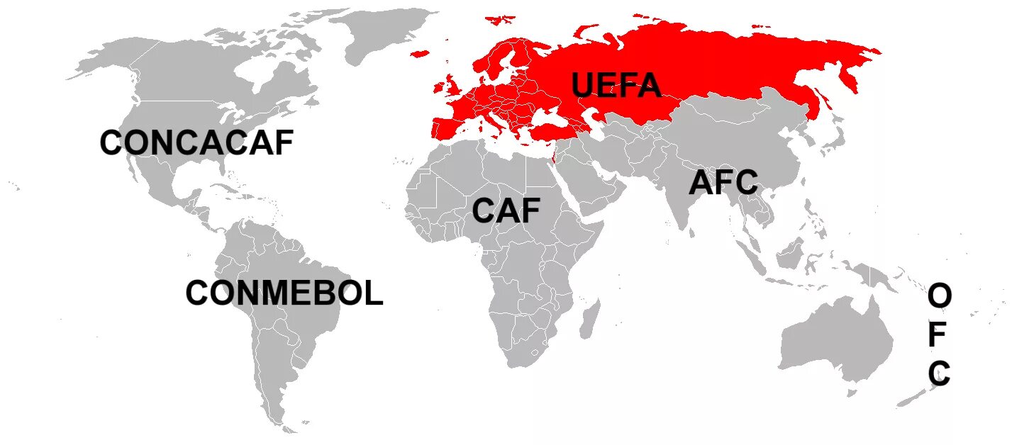 Карта УЕФА. UEFA European Map. Зона КОНКАКАФ страны.