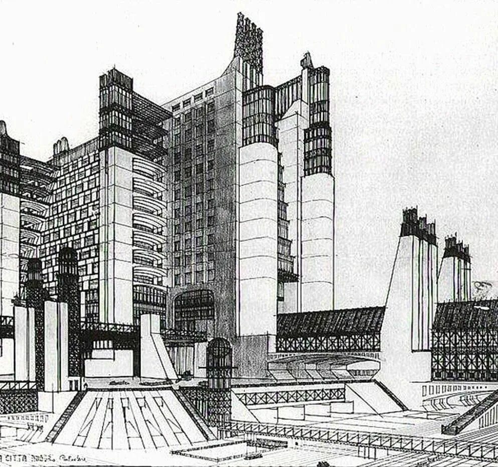 Архитектура начало 21 века. Антонио Сант Элиа новый город 1914. Антонио Сант-Элиа архитектура. Футуризм в архитектуре Антонио Сант Элиа. Сант Элиа город будущего.