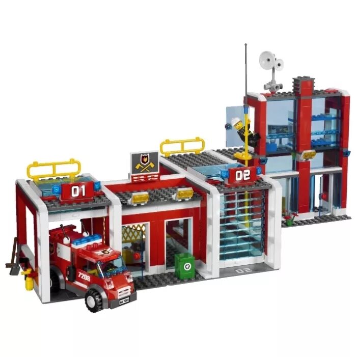 Сити пожарная. LEGO City пожарная станция 7208. Конструктор LEGO City 7208 пожарная станция. Лего Сити пожарная станция 7208. Лего Сити пожарное депо 7208.