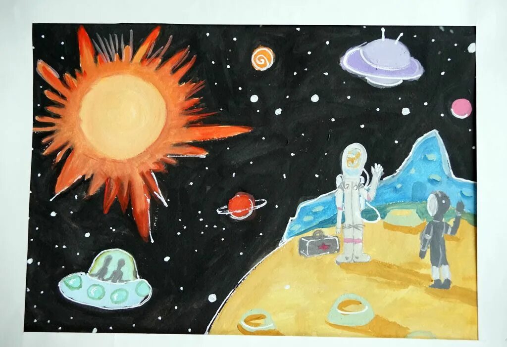 Детские рисунки на тему космос. Космос глазами детей. Рисунок на тему космос. Рисунок на тему космос. Композиция на тему космос.