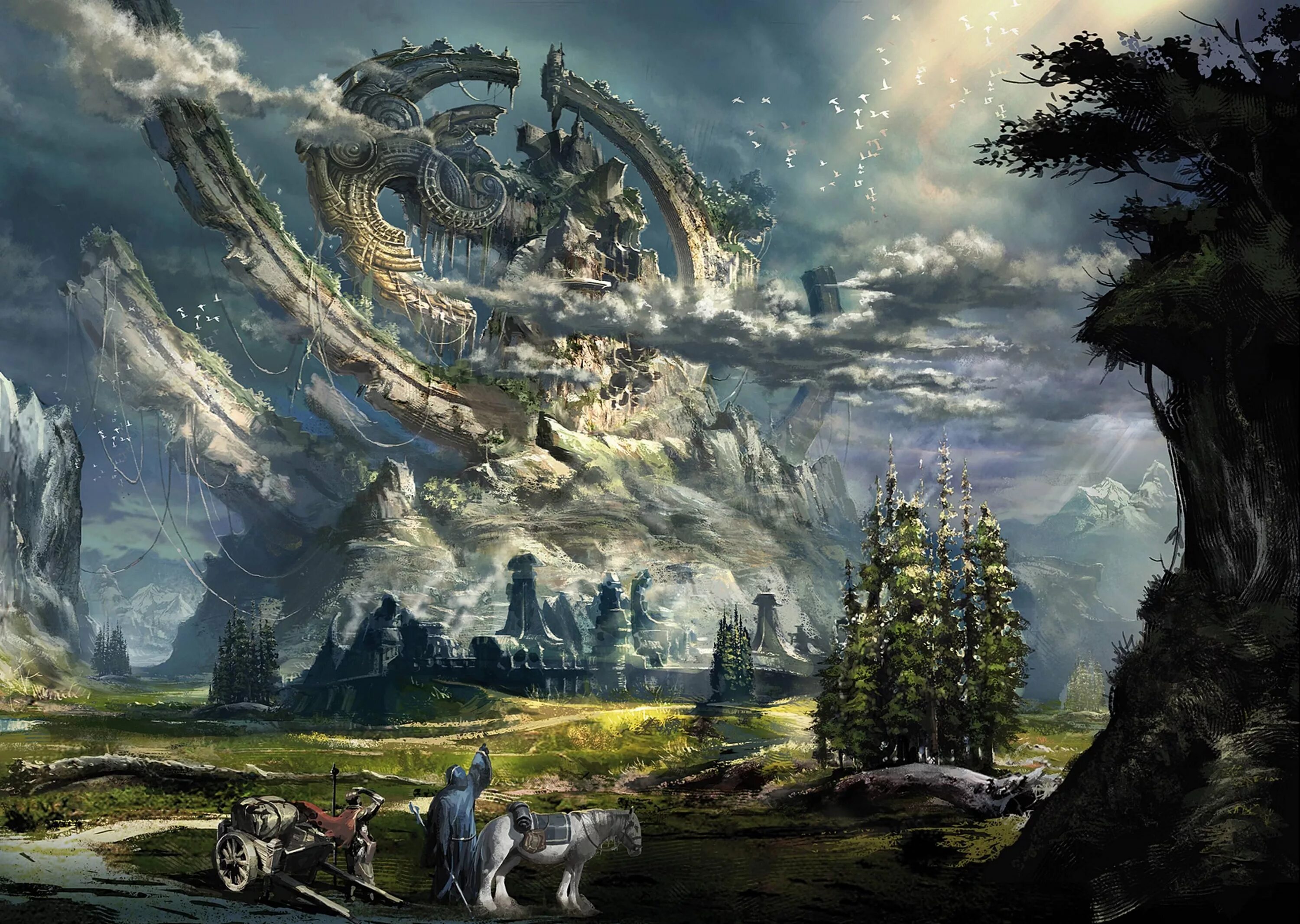 Бесплатная электронная fantasy worlds. Альфхейм Скандинавская мифология. Фантастические пейзажи. Фэнтези пейзажи. Эпический пейзаж.