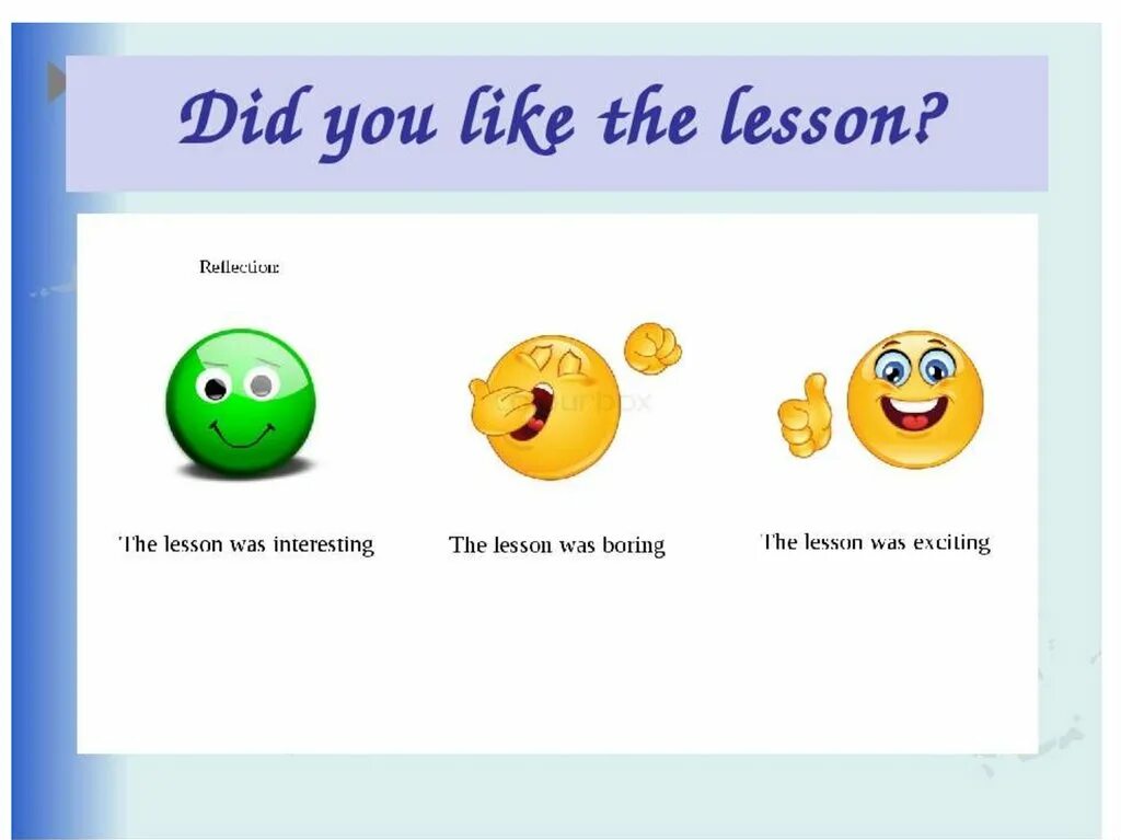 Reflection of the lesson