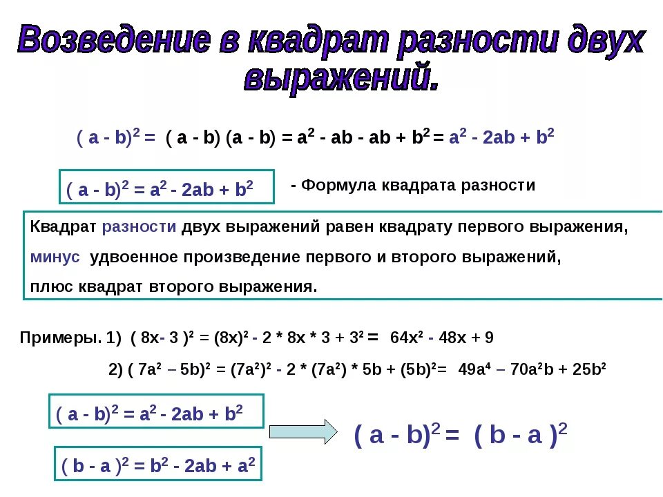 Таблица многочленов. Формула квадрата разности многочлена. Сумма квадратов двух выражений 7 класс формула. Формула квадрата суммы двух выражений. Формула разности квадратов двух выражений.