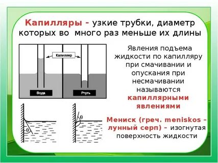 8 класс смачивание и капиллярность поверхностное натяжение