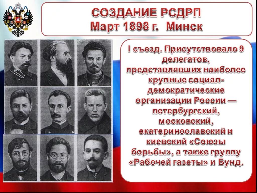 Социал демократическая рабочая партия россии. Российская социал-Демократическая рабочая партия (РСДРП). Российской социал-Демократической рабочей партии 1903. РСДРП объединительный съезд социал демократов 1917.