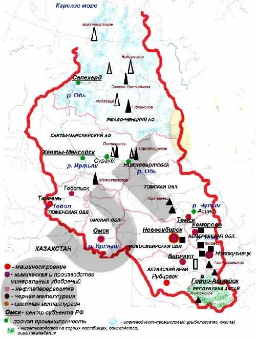 Западная сибирь контурная карта 9 класс