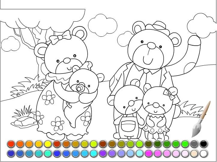 Раскраска. Семья медведей раскраска. Медведи раскраска игра. Раскраска. Маша.