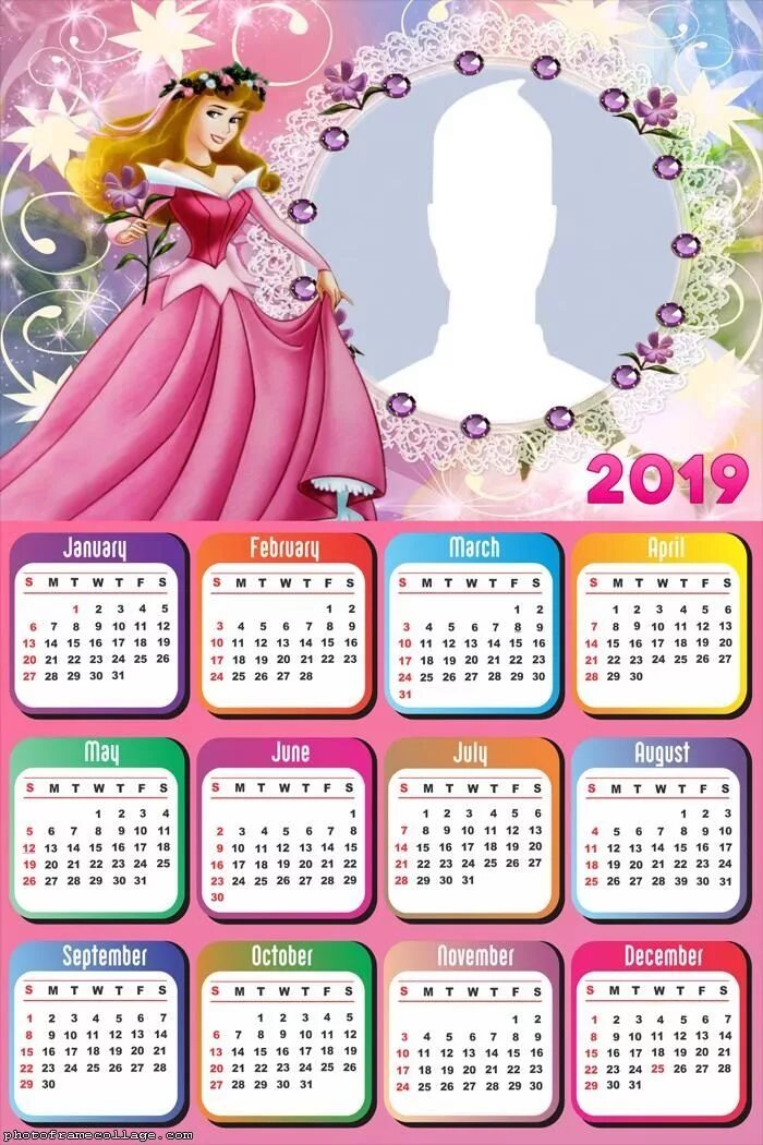 Календарь на 2025 год для девочек Sweet fairytale girl dream cute magic colorful pink green and yellow unicorn 201