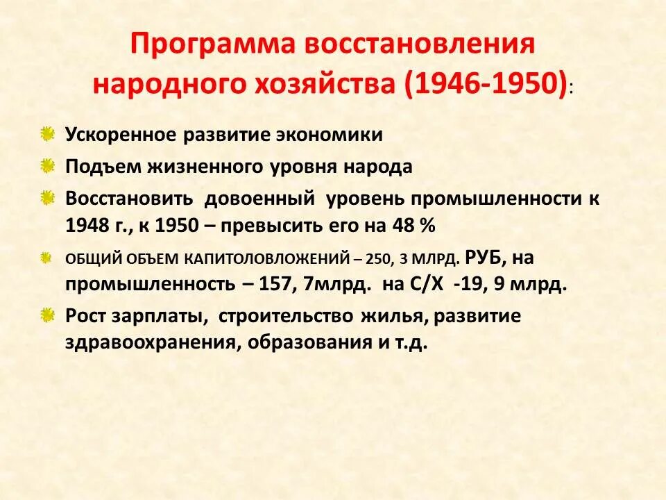 Восстановление экономики народного хозяйства