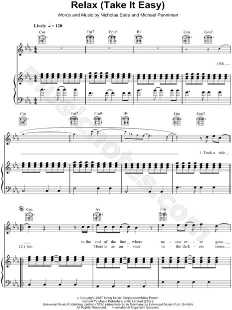 Песня тейк ми хоум. Relax take it easy Ноты для пианино. Relax take it easy табы. Take it easy песня. Relax take it easy Ноты.
