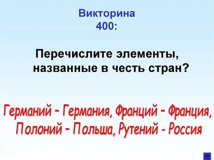 Элементы названные в честь стран