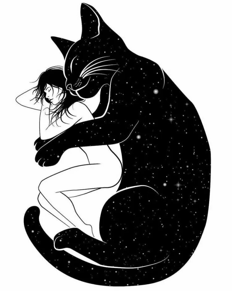 Черный кот и девочка. Кошка рисунок. Девушка кошка. Девочка с черным котом. Девушка с черной кошкой.