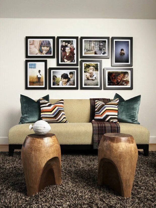 My photo wall collage, neutral tones, all white ikea frames Photo wall collage, 