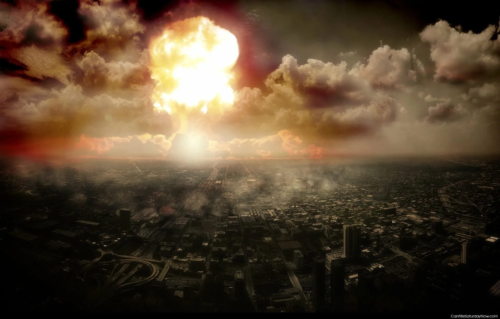 Кризис ядерной войны. Ядерный взрыв вид из космоса.