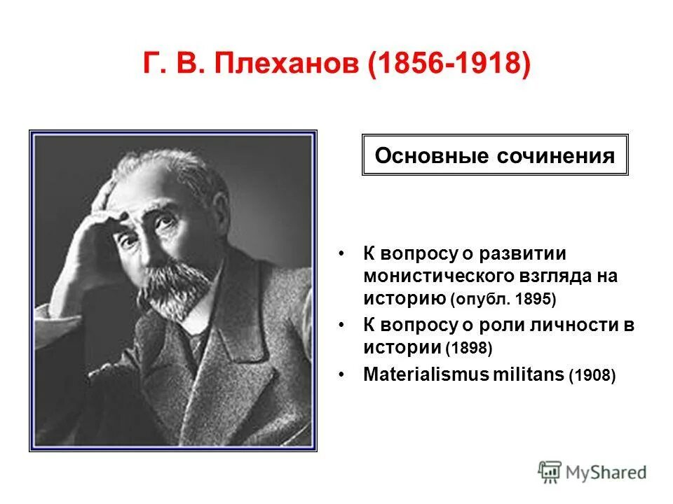 Плеханов, в. В. В. Георгий плеханов (1856-1918). Плеханов «к вопросу о развитии монистического взгляда на историю.