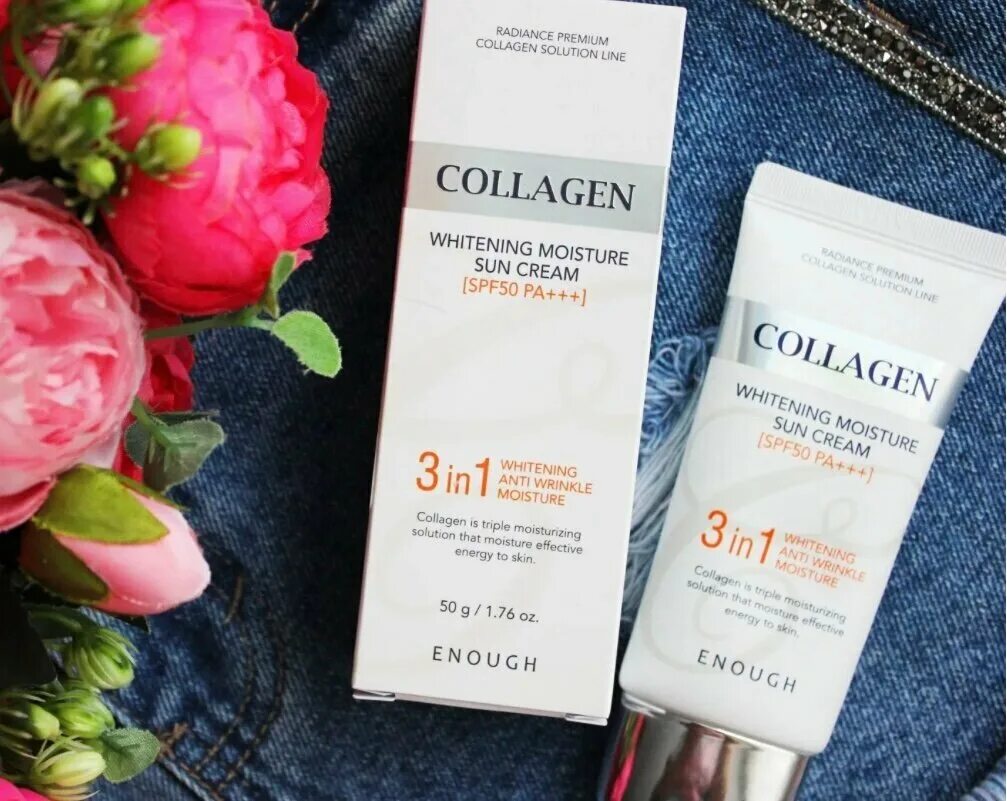 Коллаген спф. Collagen 3in1 Sun Cream. Крем Collagen Whitening Sun Cream. Enough Collagen 3in1 Whitening Moisture Sun Cream spf50+pa+++50g. Enough Collagen 3 in 1 Whitening Moisture Sun Cream.