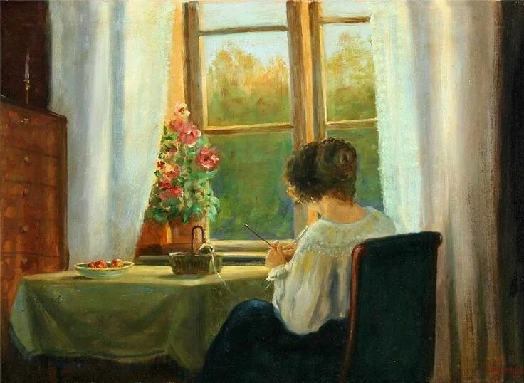 Сочинение девочка у окна. «У окна. Портрет в. в. Ушаковой» 1907. Картина окно. У окна картины художников. Около окна живопись.