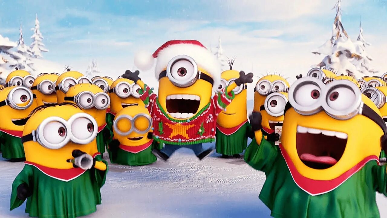 Minions holiday special. Новогодний Миньон. Миньоны новый год. Миньоны поют. Миньоны праздник.