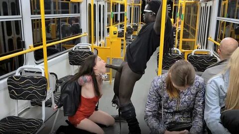 Misha Cross takes in a big black cock in a public bus.