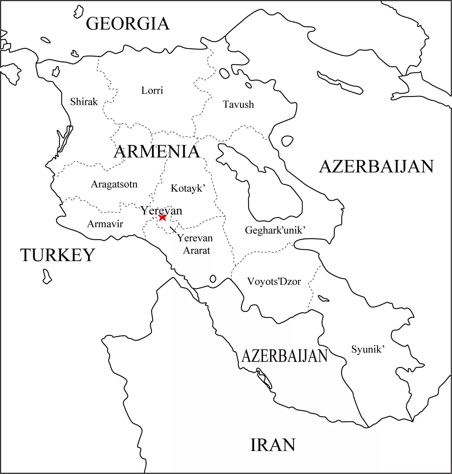 Гарни на карте Армении. Армения на Аарте мирах. Армения расположена