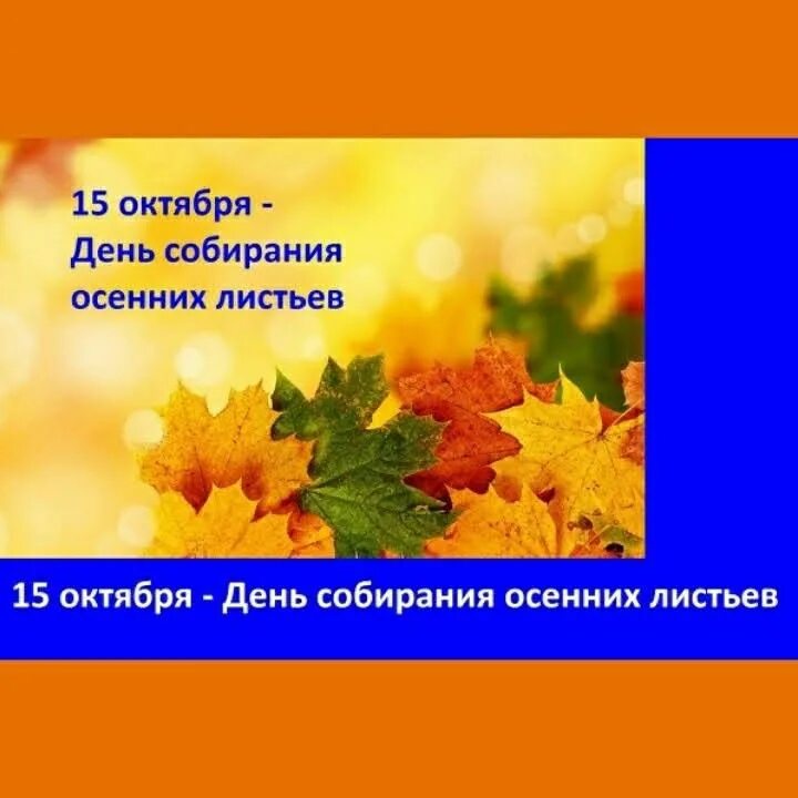 День собирания осенних листьев. День собирания листьев 15 октября. Открытки день собирания осенних листьев. День осенних листьев 15 октября.