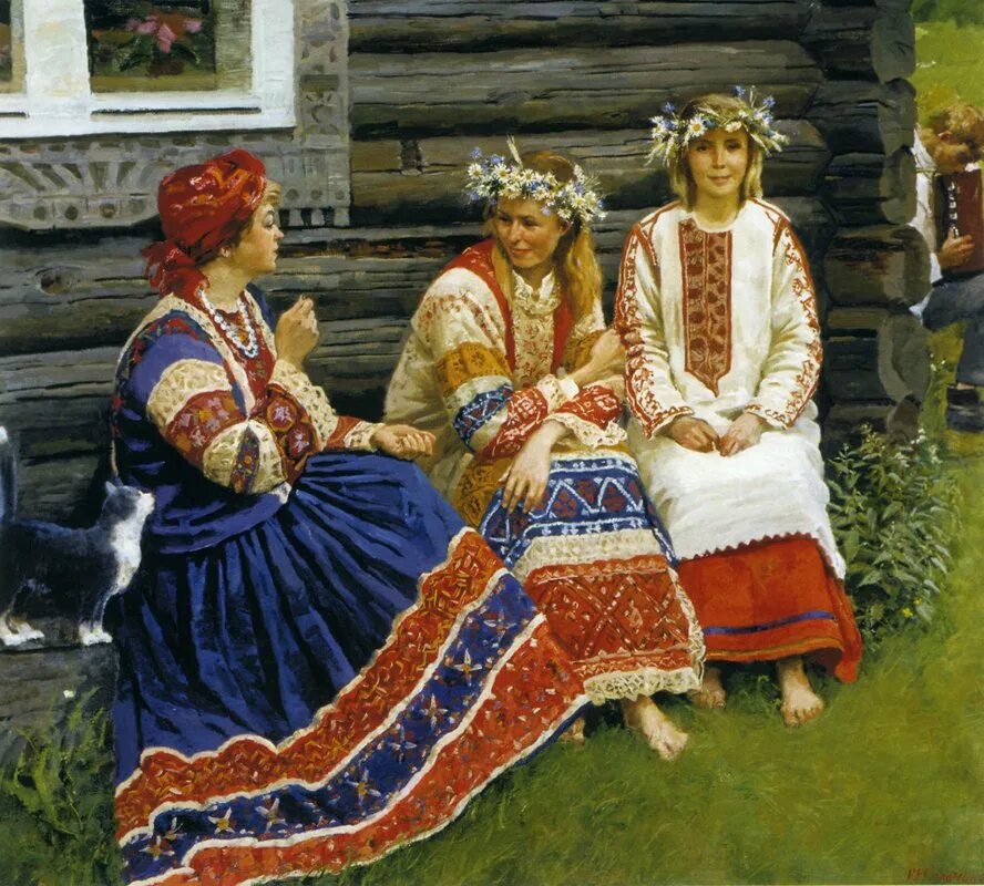 Бабы в старину. Традиционная народная культура. Традиционная русская одежда. Русский народный костюм.